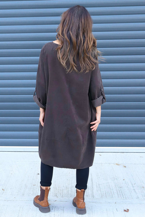 Deborah Needlecord Dress Cocoa - Image 4