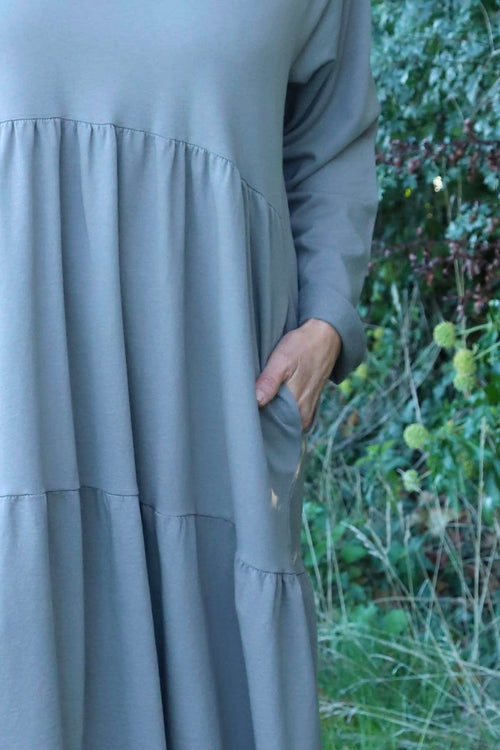 Petunia Tiered Cotton Dress Mocha - Image 3