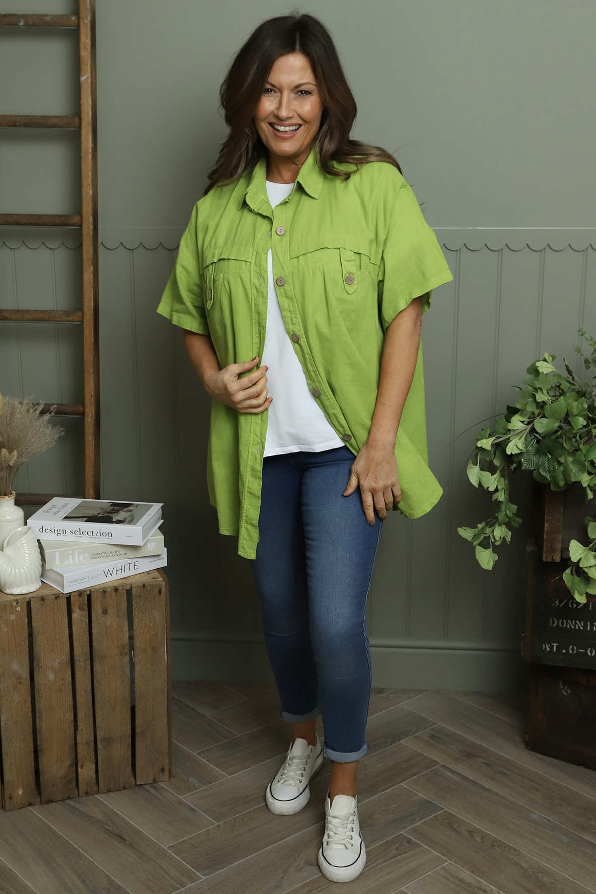 Lily Linen Shirt Olive