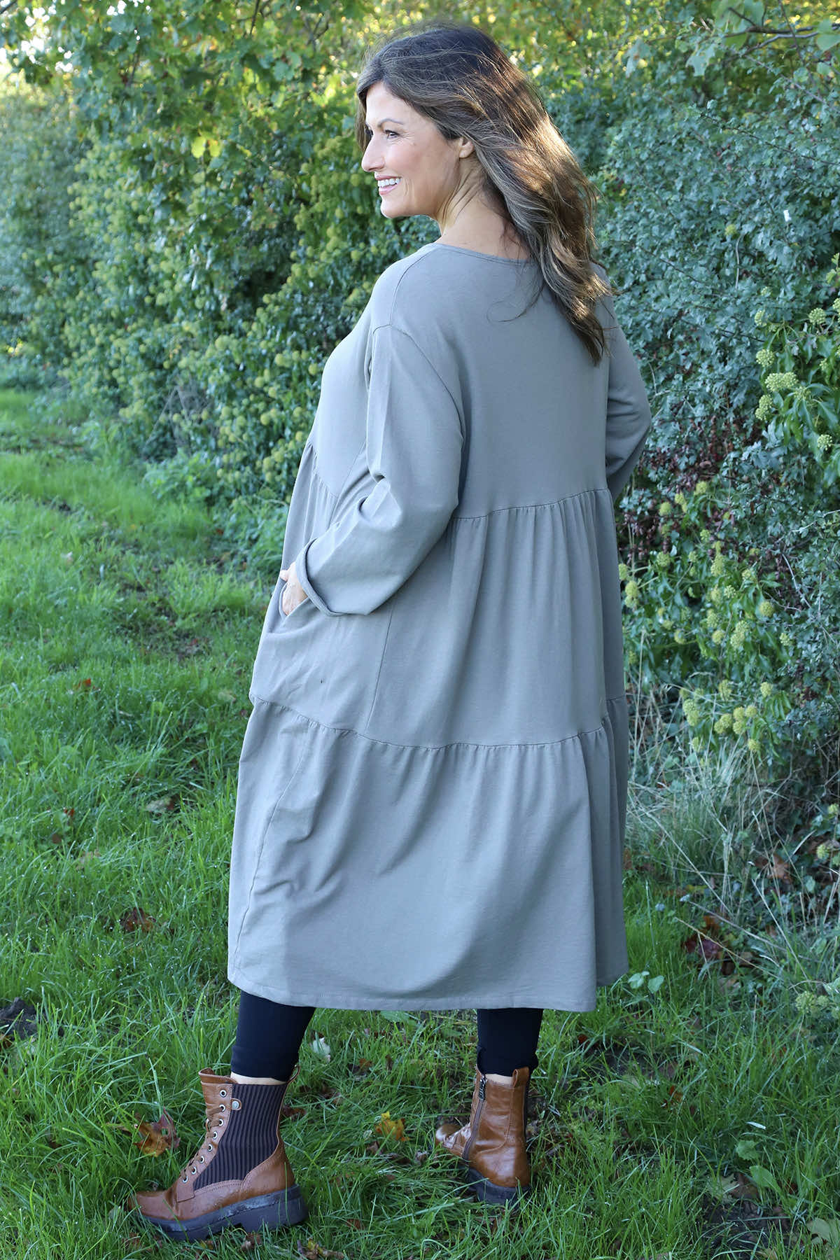 Petunia Tiered Cotton Dress Mocha