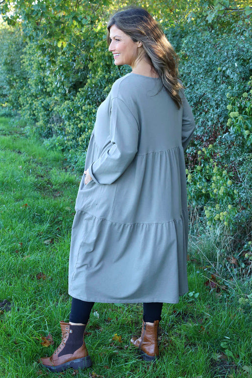 Petunia Tiered Cotton Dress Mocha - Image 4