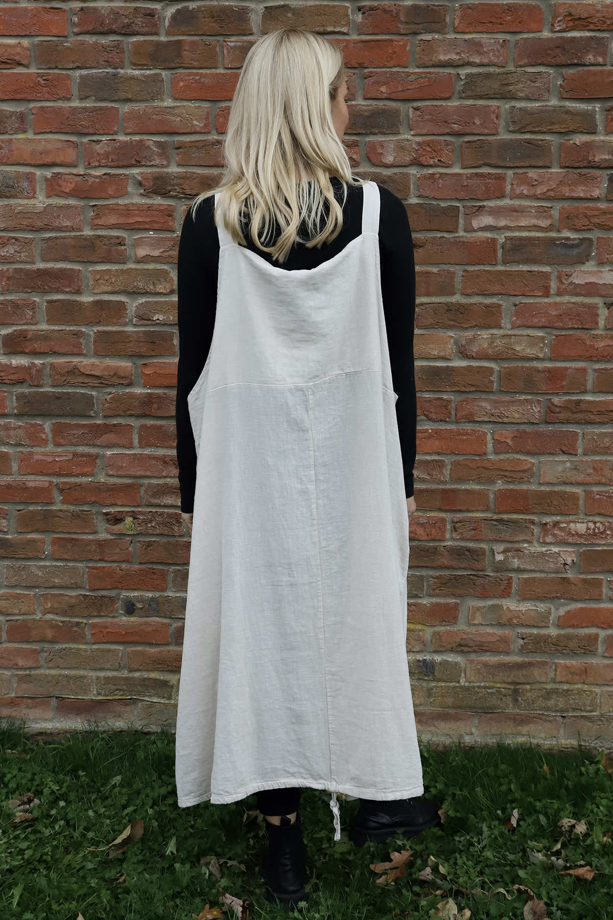 Adina Linen Pinafore Dress Stone