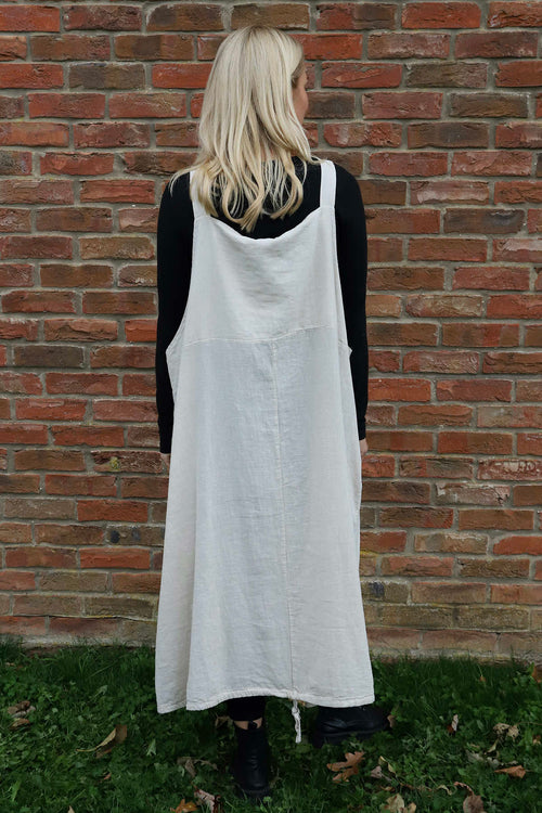 Adina Linen Pinafore Dress Stone - Image 4