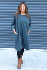 Deborah Needlecord Dress Charcoal Charcoal - Deborah Needlecord Dress Charcoal