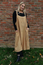 Adina Linen Pinafore Dress Camel Camel - Adina Linen Pinafore Dress Camel