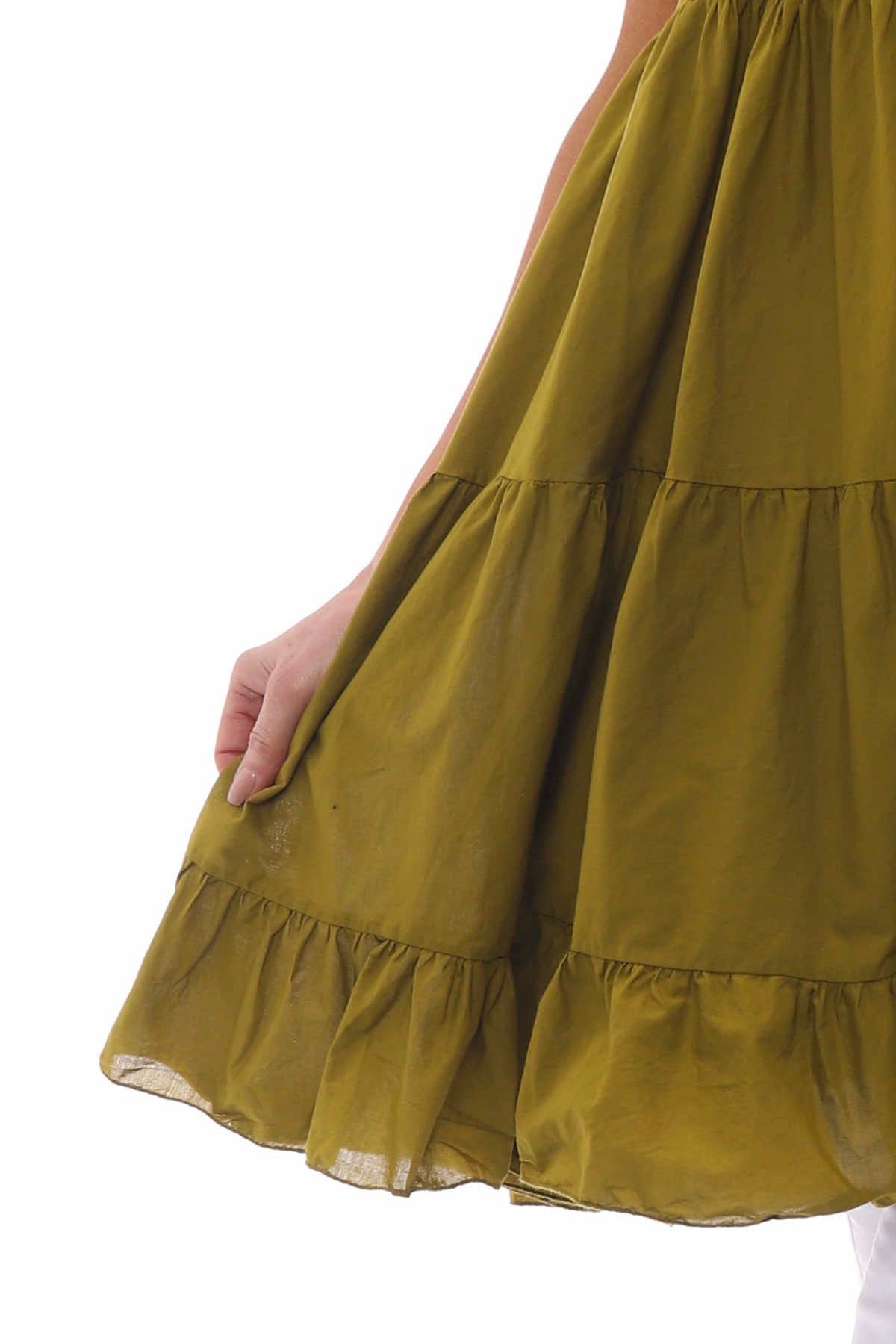 Araminta Tiered Sleeveless Cotton Dress Mustard
