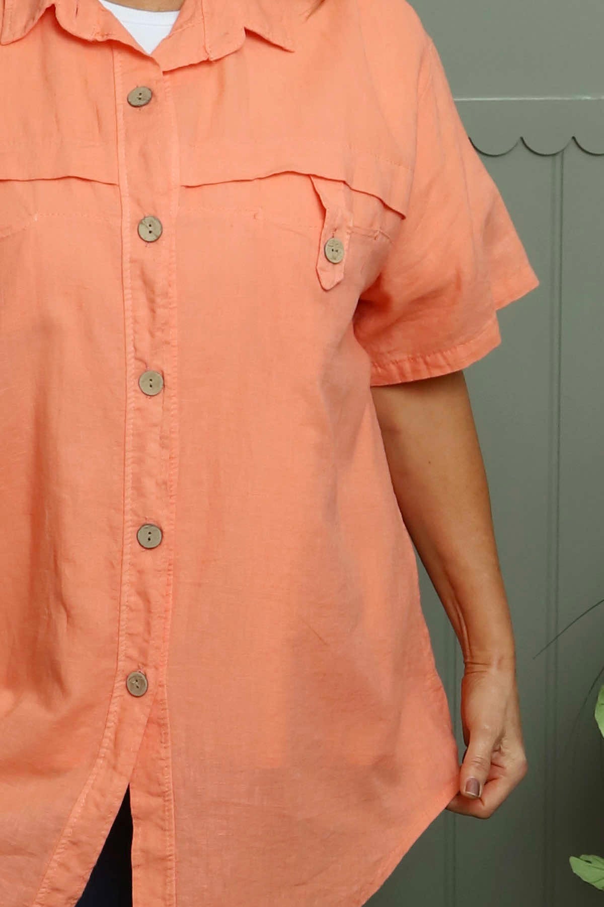 Lily Linen Shirt Orange