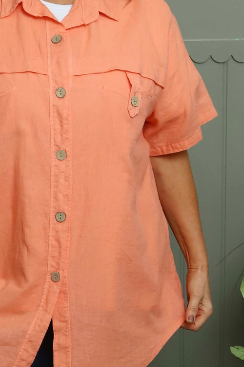 Lily Linen Shirt Orange - Image 3