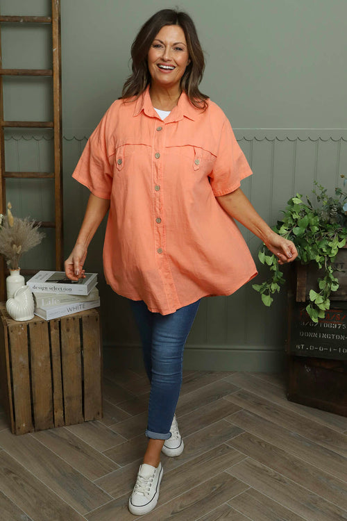 Lily Linen Shirt Orange - Image 2