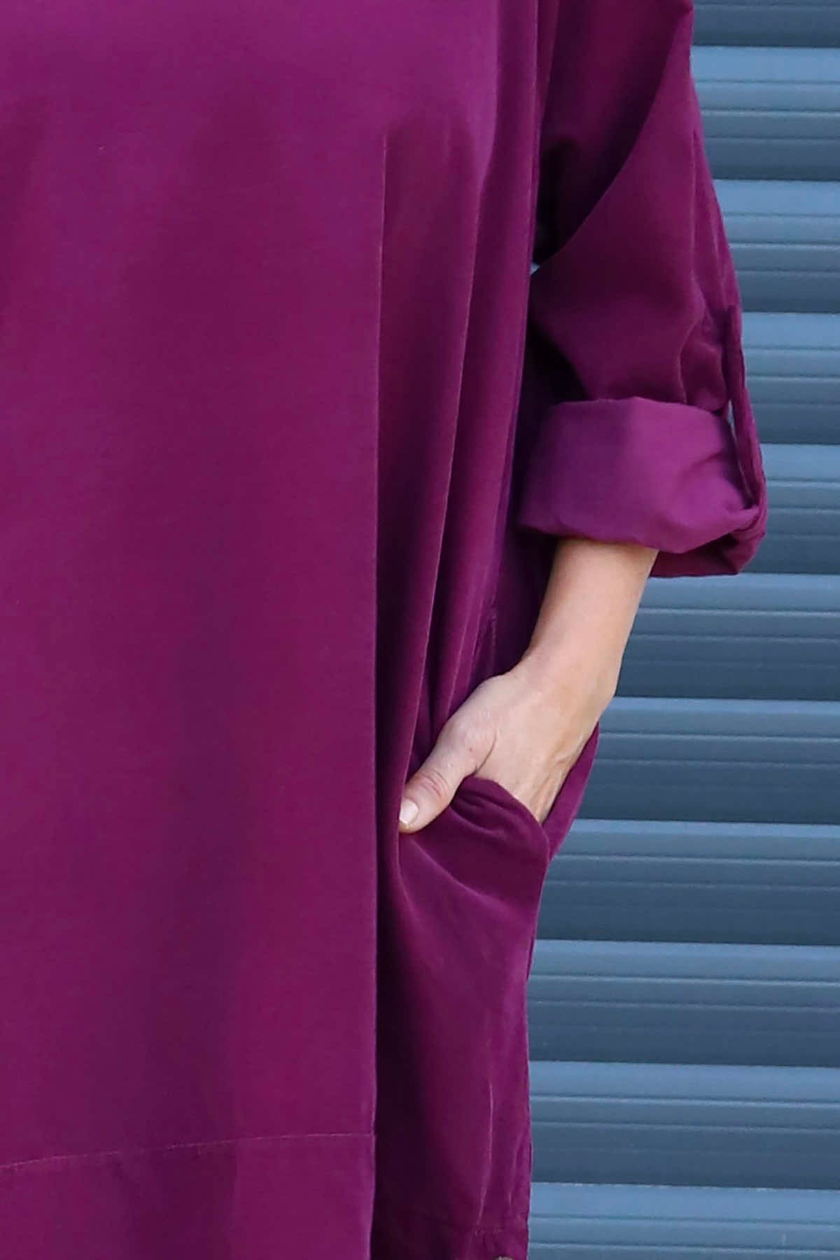 Deborah Needlecord Dress Burgundy