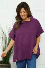 Haley Linen Top Purple Purple - Haley Linen Top Purple