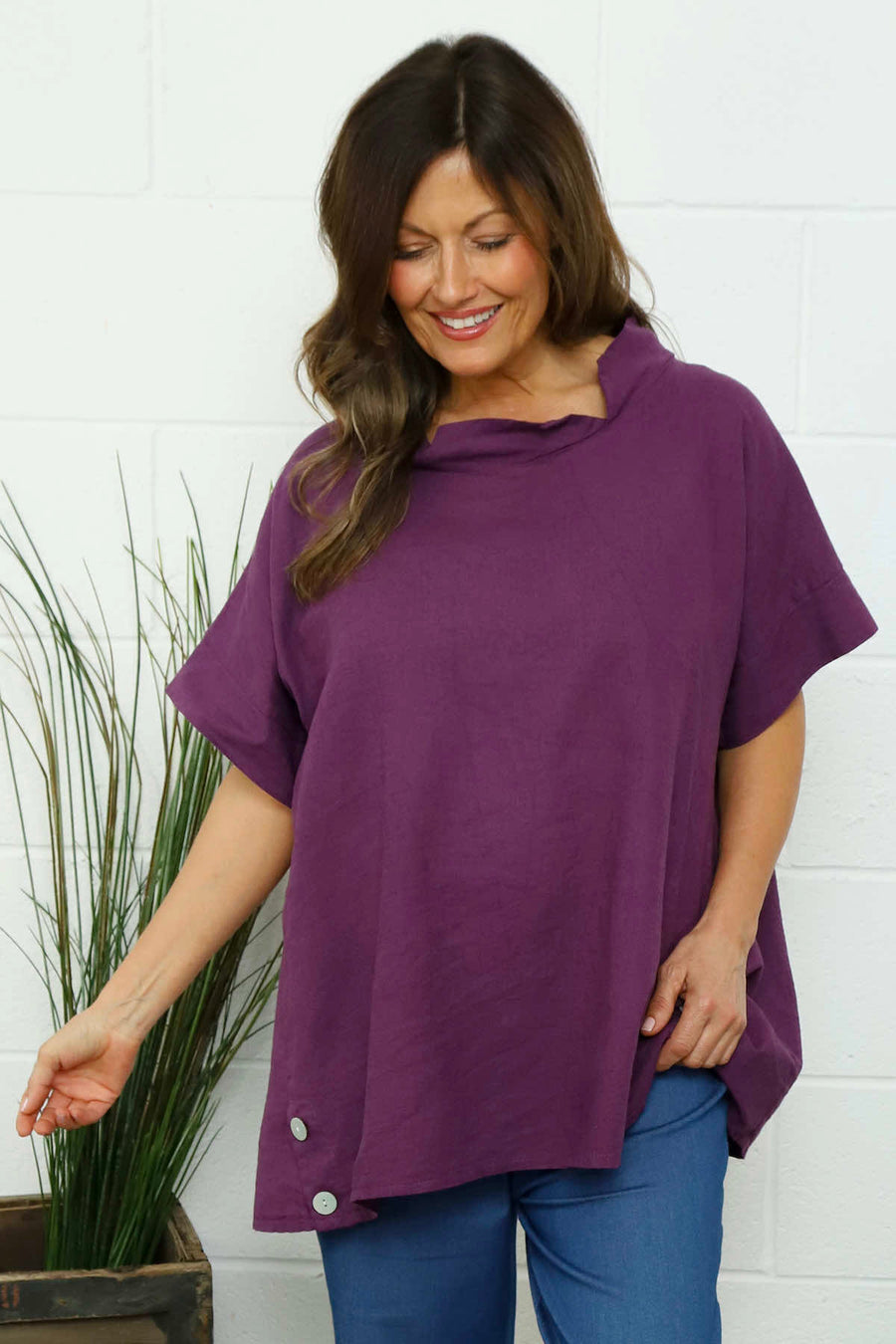 Haley Linen Top Purple