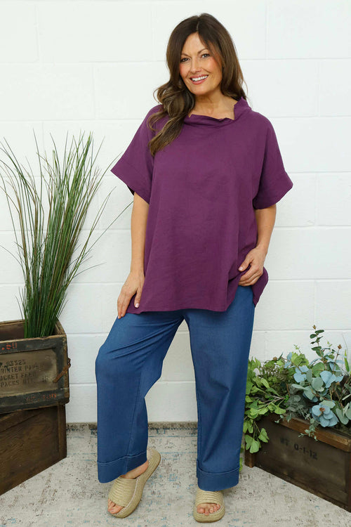Haley Linen Top Purple - Image 3