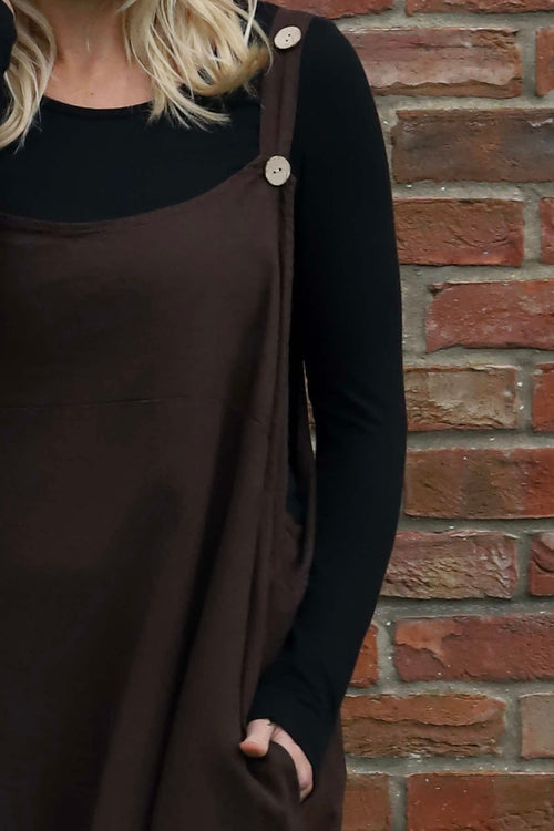 Adina Linen Pinafore Dress Cocoa - Image 3