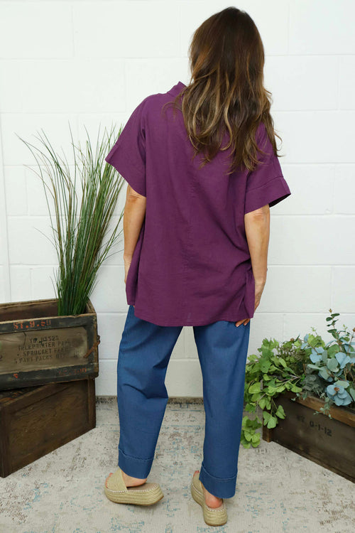 Haley Linen Top Purple - Image 4