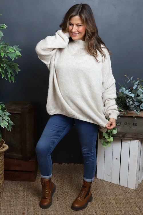 Alessia Knitted Jumper Stone - Image 1