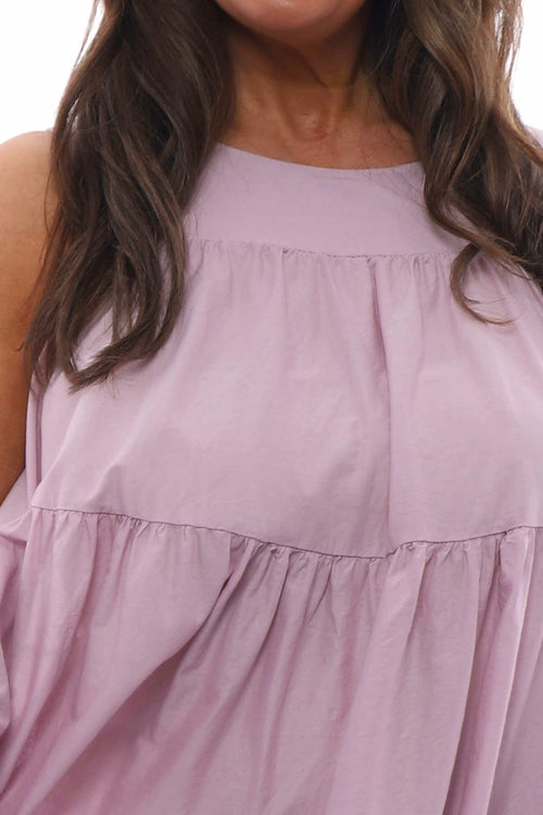 Araminta Tiered Sleeveless Cotton Dress Pink - Image 4