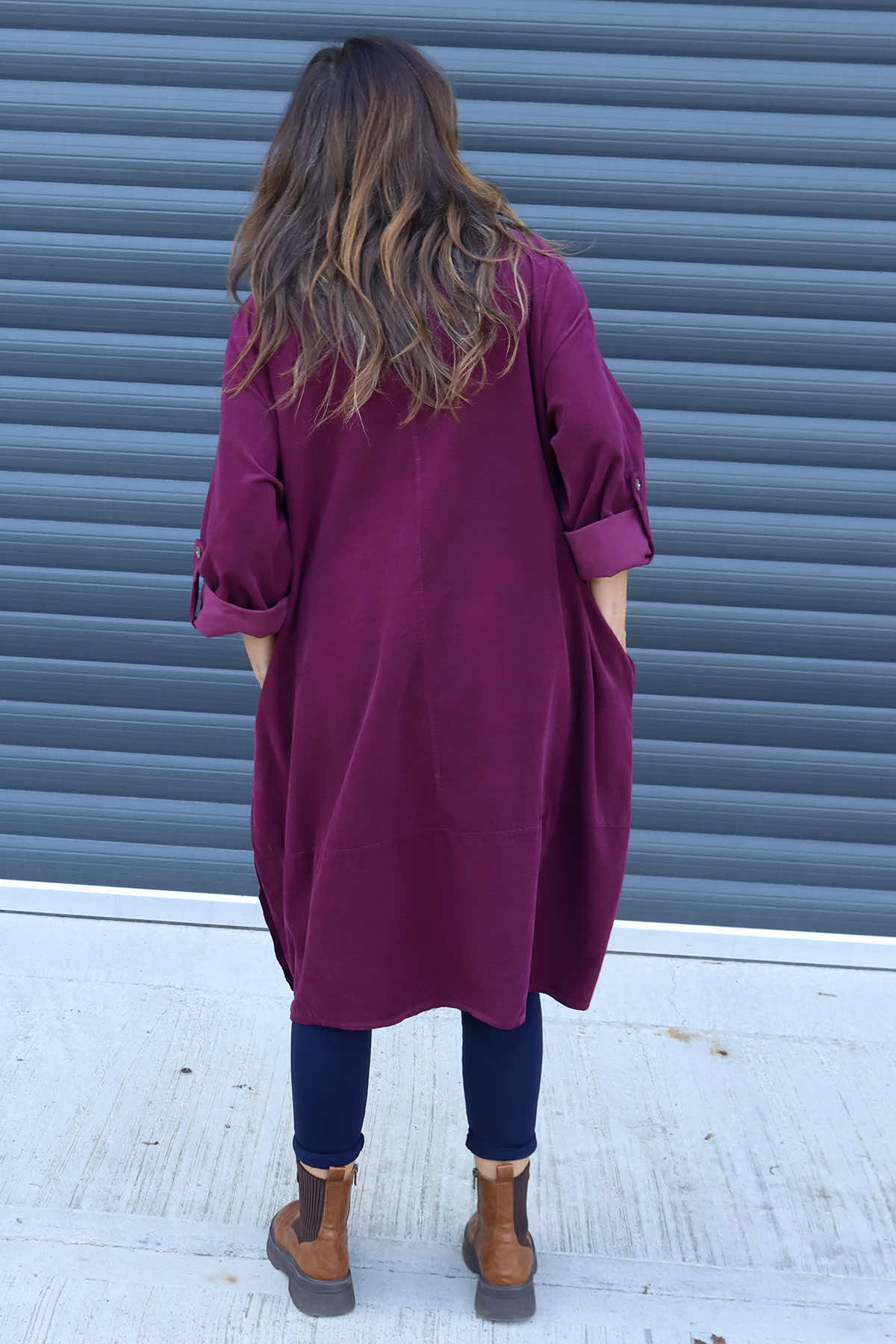 Deborah Needlecord Dress Burgundy