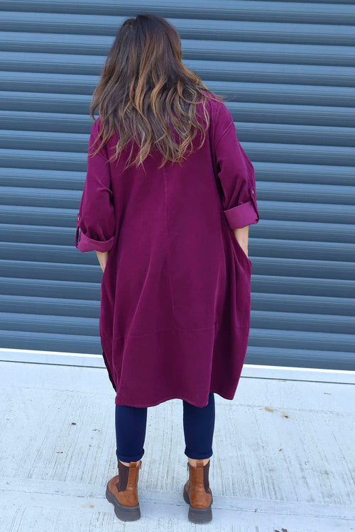 Deborah Needlecord Dress Burgundy - Image 4