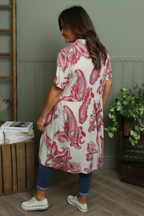 Jojo Print Button Dress Stone - Image 4