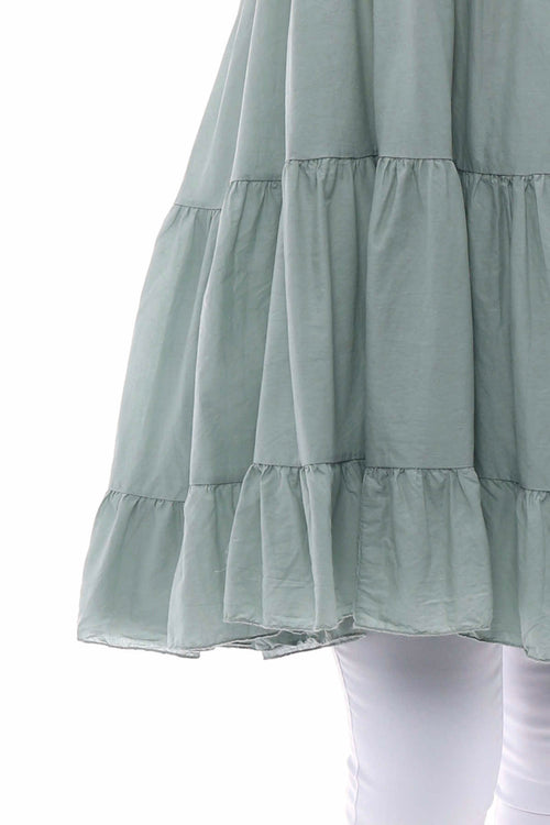 Araminta Tiered Sleeveless Cotton Dress Pistachio - Image 4