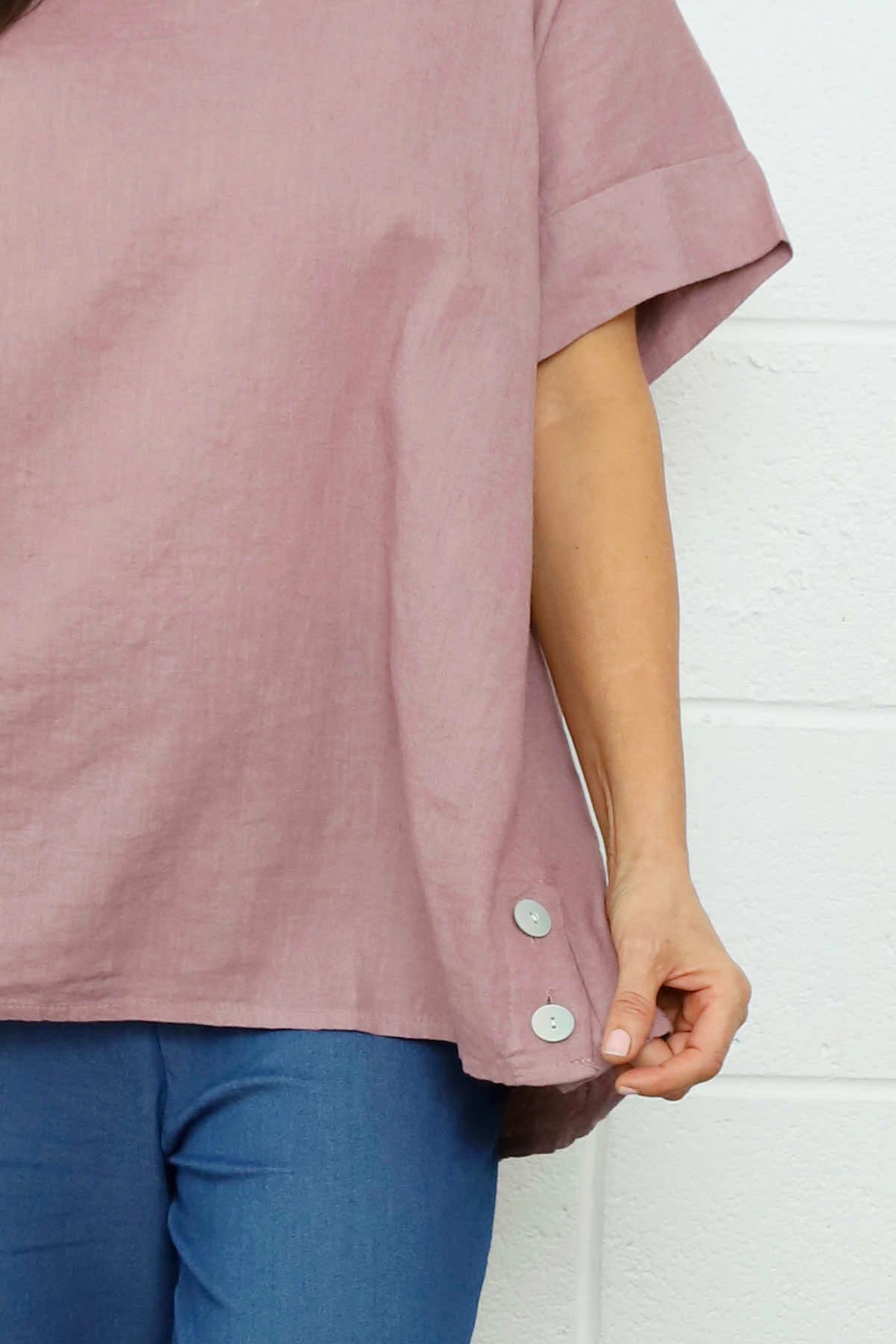 Haley Linen Top Mauve