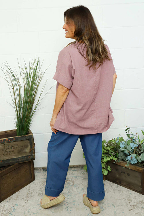 Haley Linen Top Mauve - Image 4