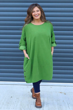 Deborah Needlecord Dress Green