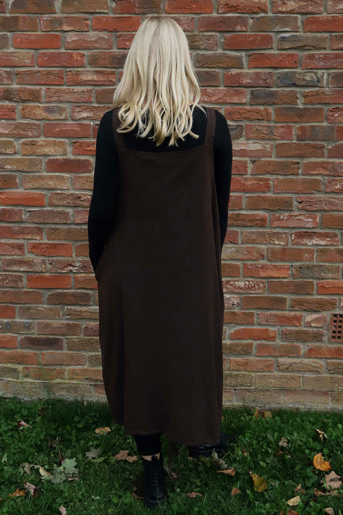 Adina Linen Pinafore Dress Cocoa - Image 4