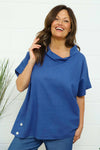 Haley Linen Top Royal Blue