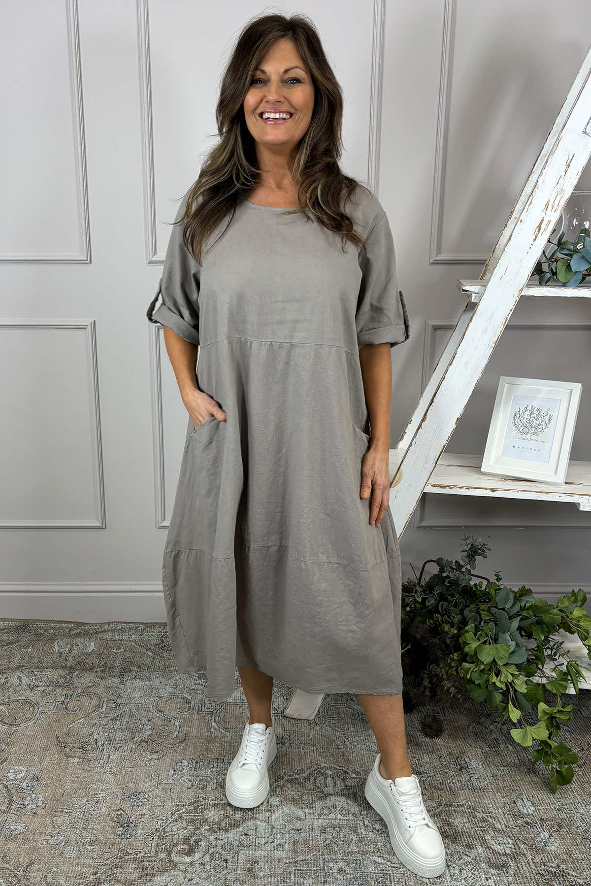 Penelope Pocket Linen Dress Mocha