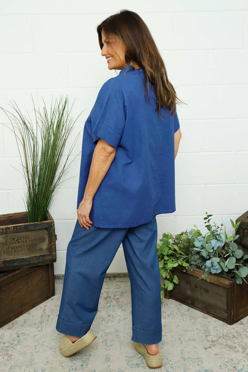 Haley Linen Top Royal Blue - Image 4