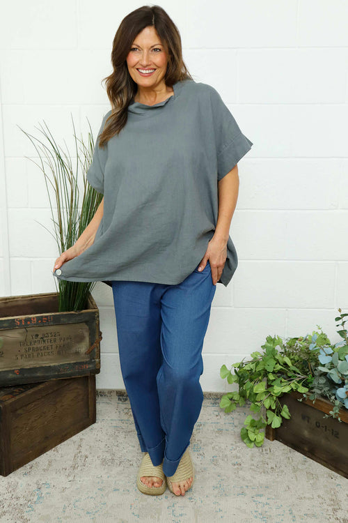 Haley Linen Top Mid Grey - Image 3