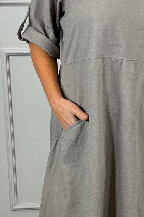 Penelope Pocket Linen Dress Mocha - Image 3