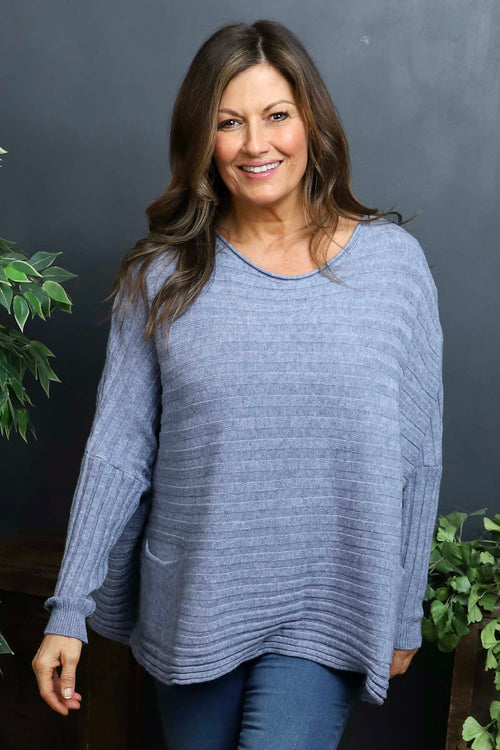 Katalia Pocket Knitted Jumper Blue