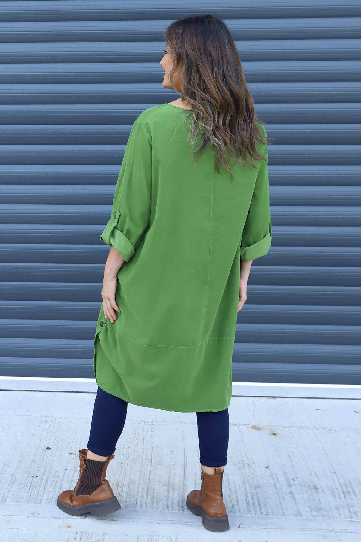 Deborah Needlecord Dress Green