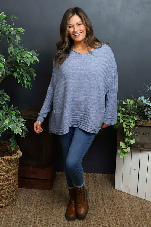 Katalia Pocket Knitted Jumper Blue - Image 3