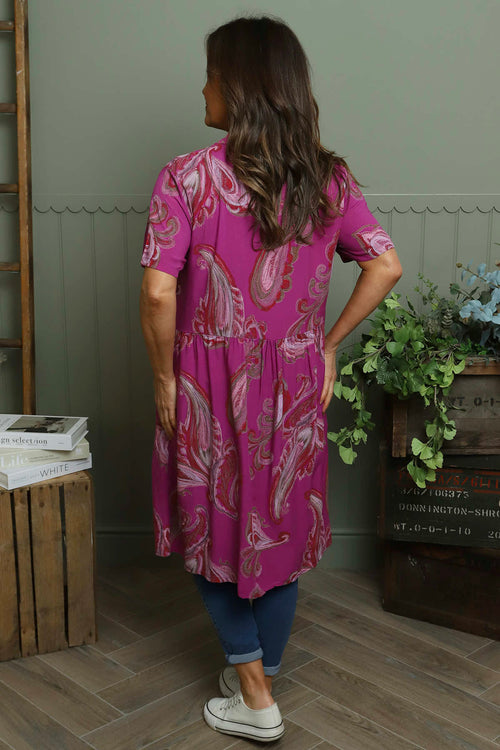 Jojo Print Button Dress Berry - Image 4