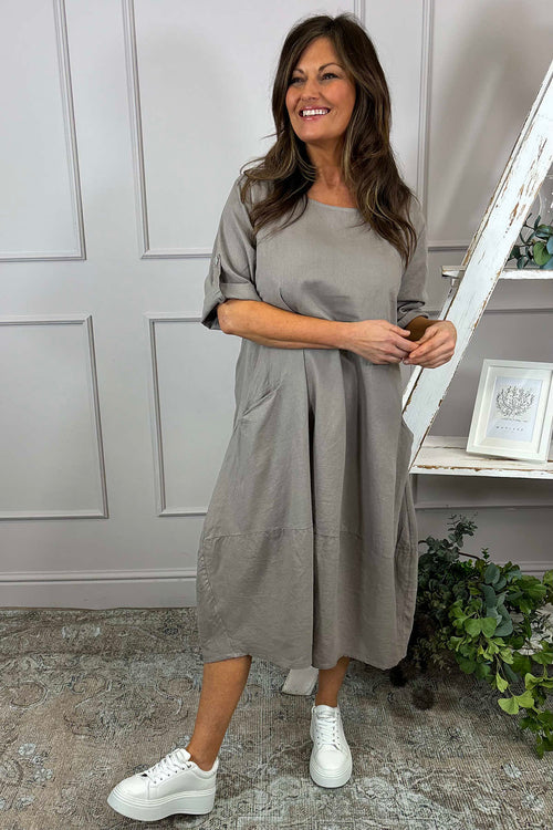 Penelope Pocket Linen Dress Mocha - Image 2