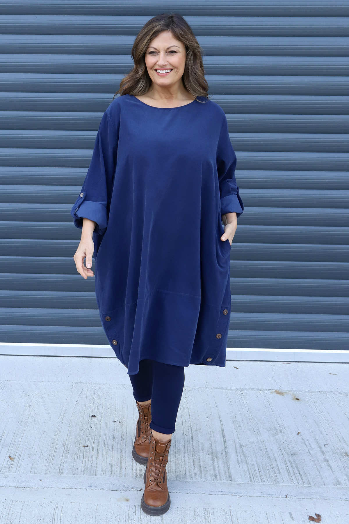 Deborah Needlecord Dress Navy