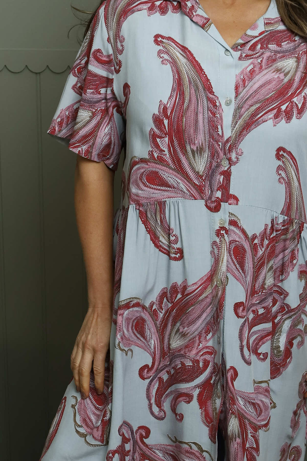 Jojo Print Button Dress Light Blue