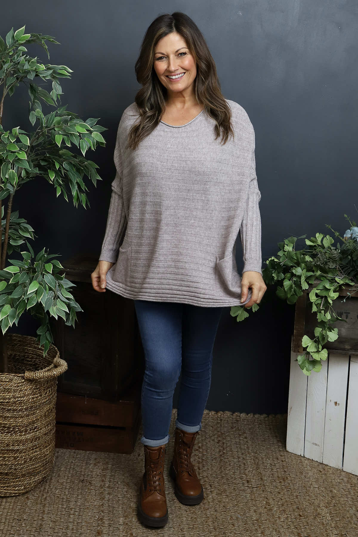 Katalia Pocket Knitted Jumper Mocha