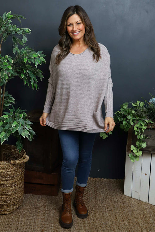 Katalia Pocket Knitted Jumper Mocha - Image 3