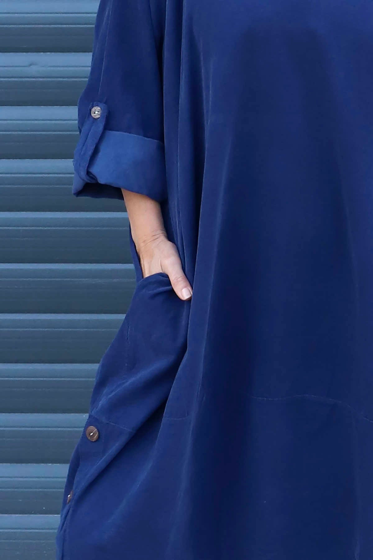 Deborah Needlecord Dress Navy