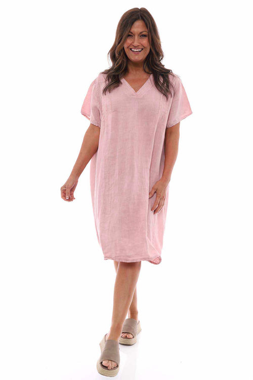 Ember Linen Dress Pink