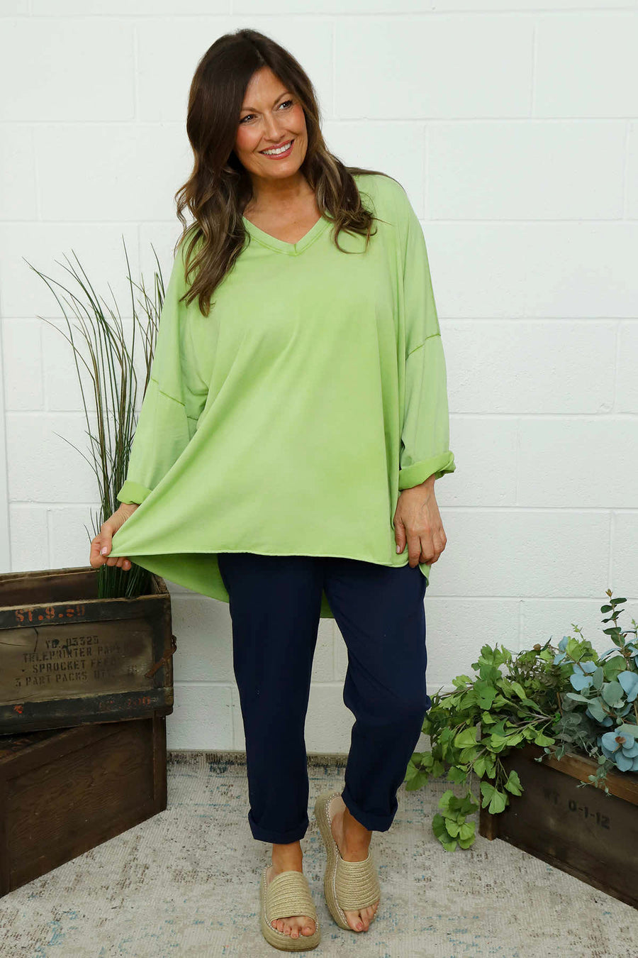Maritza Slouch Cotton Top Green