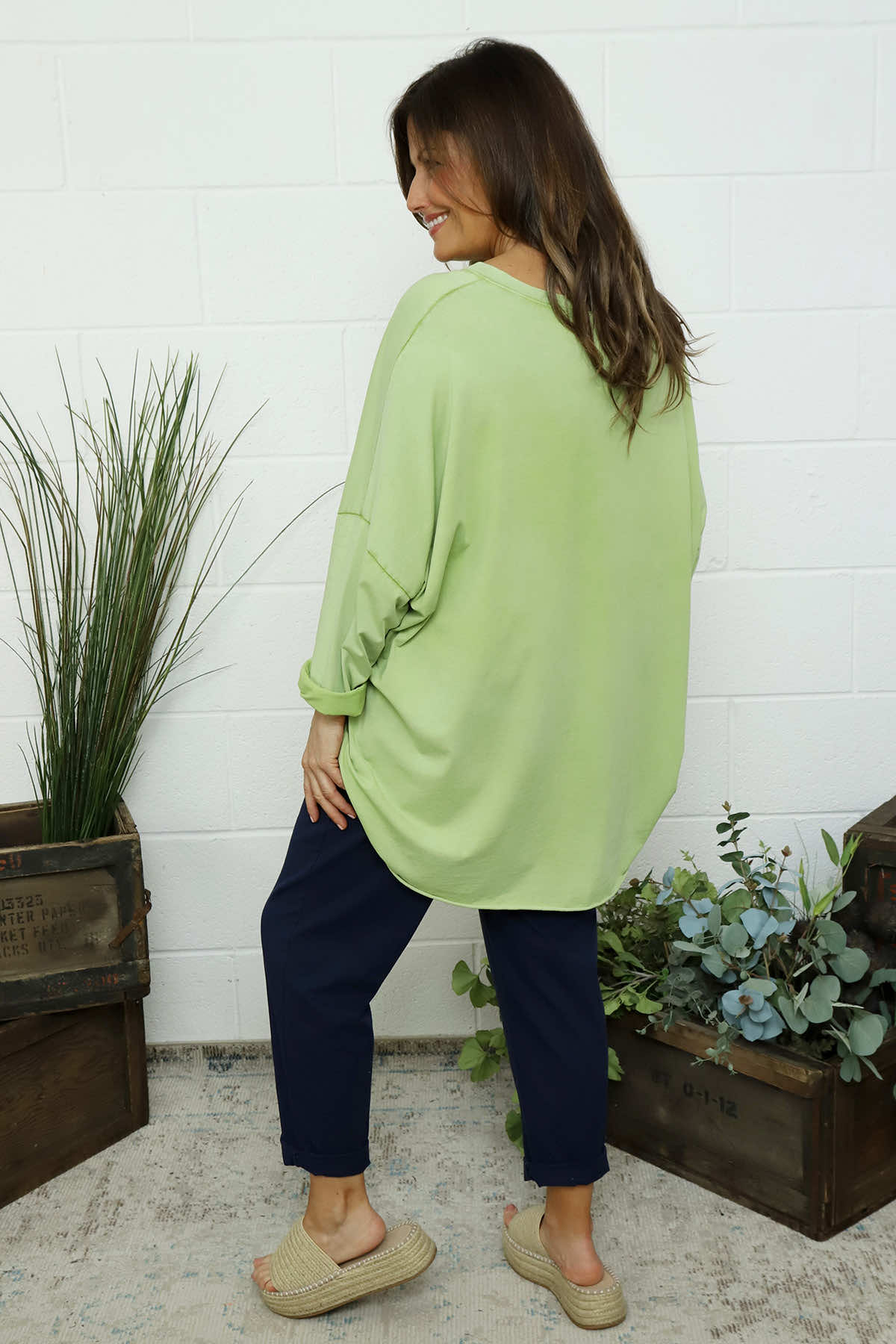 Maritza Slouch Cotton Top Green