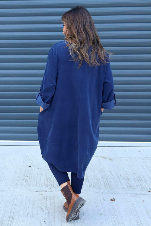 Deborah Needlecord Dress Navy - Image 4