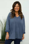 Maritza Slouch Cotton Top Navy
