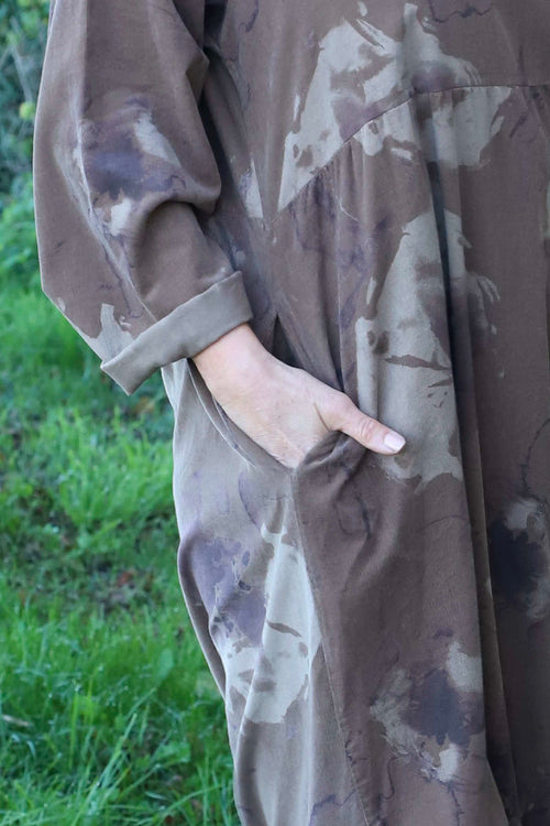 Sheena Print Needlecord Dress Nutmeg - Image 3